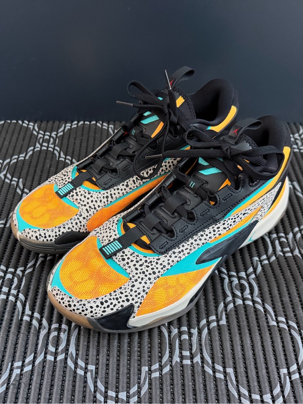 Jordan Kids Black/Orange/Turquoise Animal-Accent Sneakers
